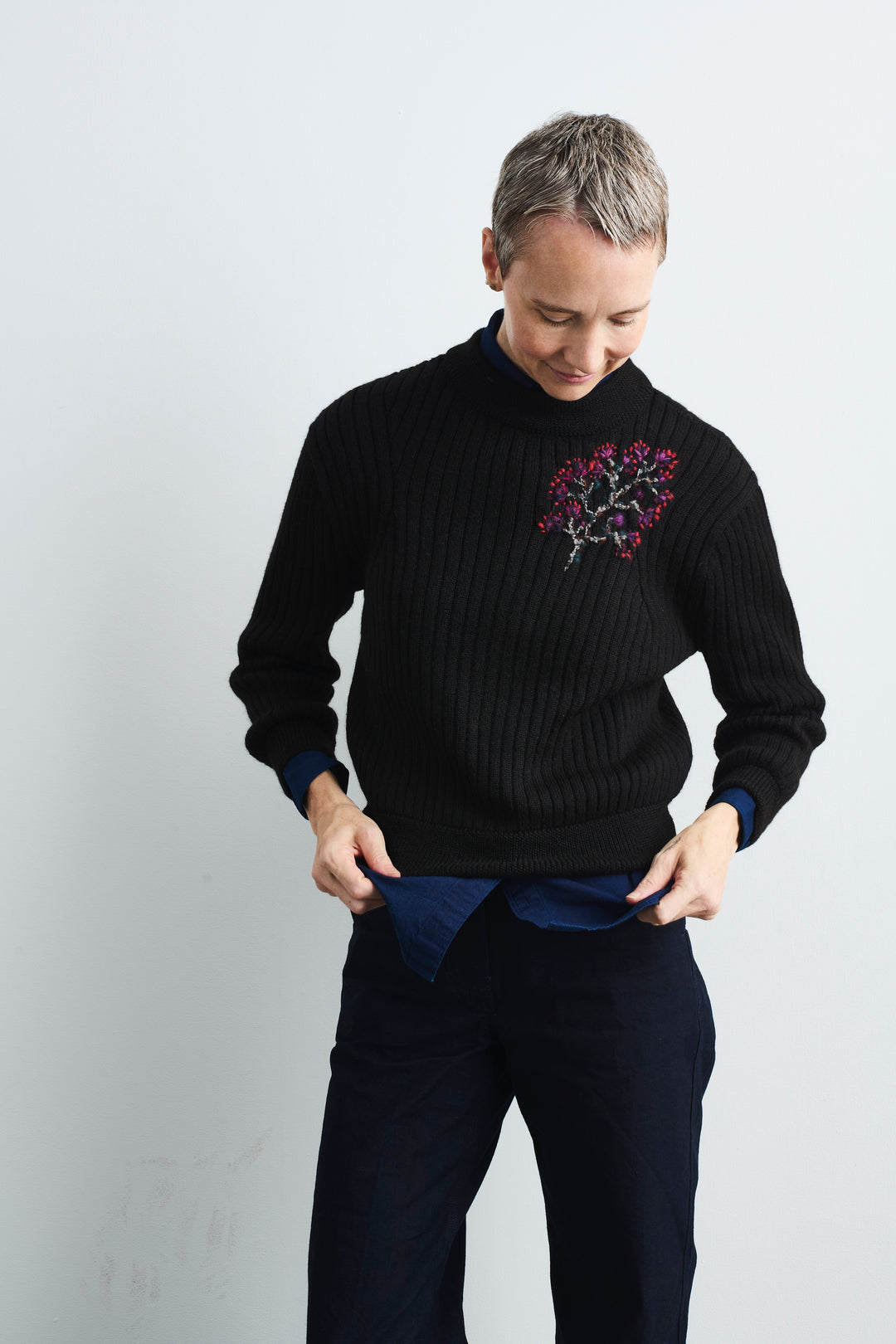 MARUSYA x FOUR Custom Undyed Black Alpaca Sweater