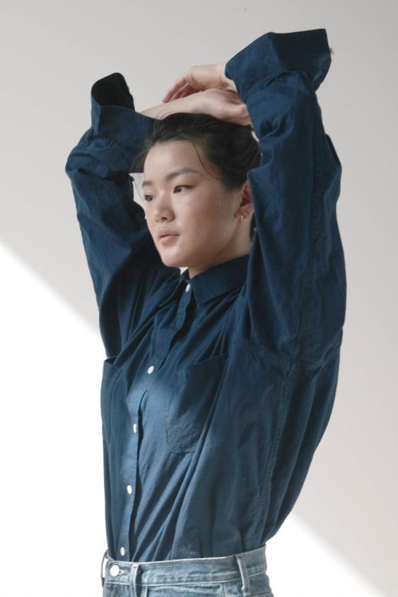 4Worn Work Shirt in Dark Indigo Dobby (Japanese Deadstock) by 4 in Shirts & Tops