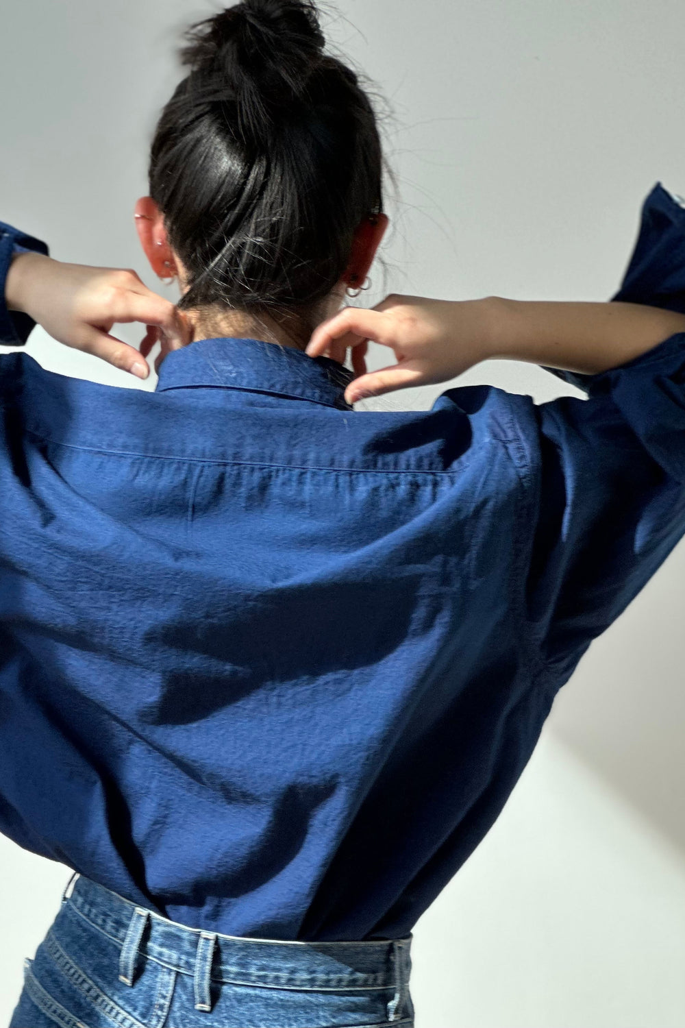 4Worn Work Shirt in Dark Indigo Dobby (Japanese Deadstock) by 4 in Shirts & Tops