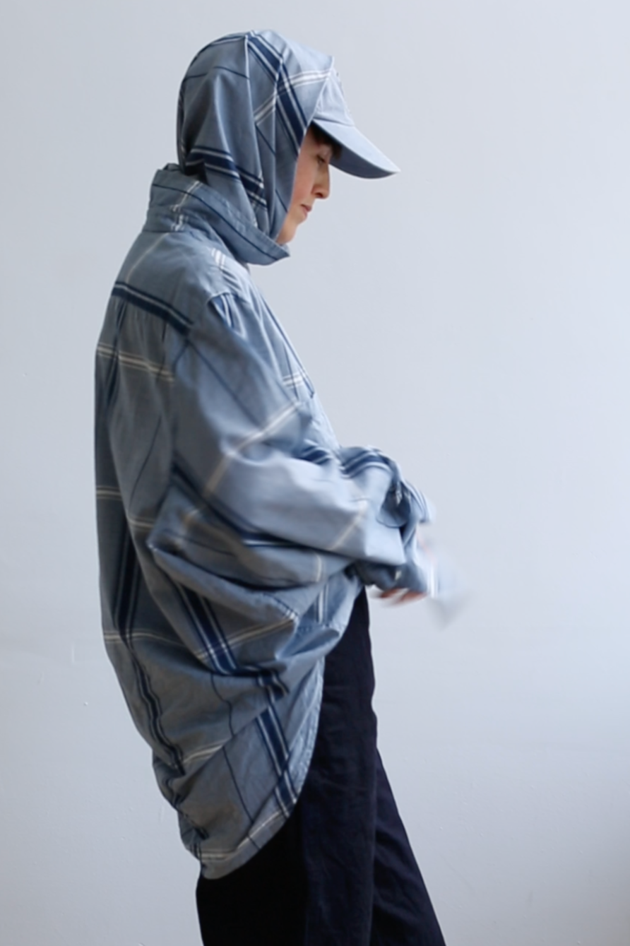 4Worn Work Shirt in XL Plaid Chambray with Scarf (Japanese Deadstock) by 4 in Shirts & Tops
