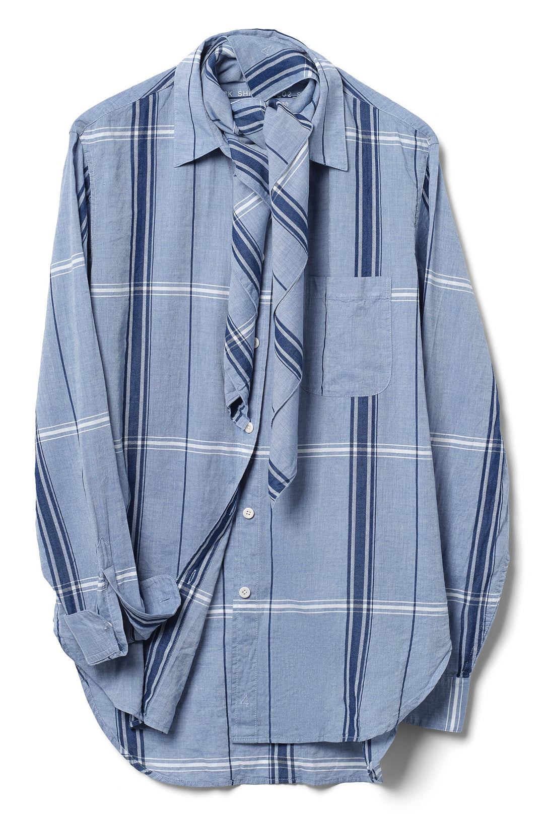 4Worn Work Shirt in XL Plaid Chambray with Scarf (Japanese Deadstock) by 4 in Shirts & Tops