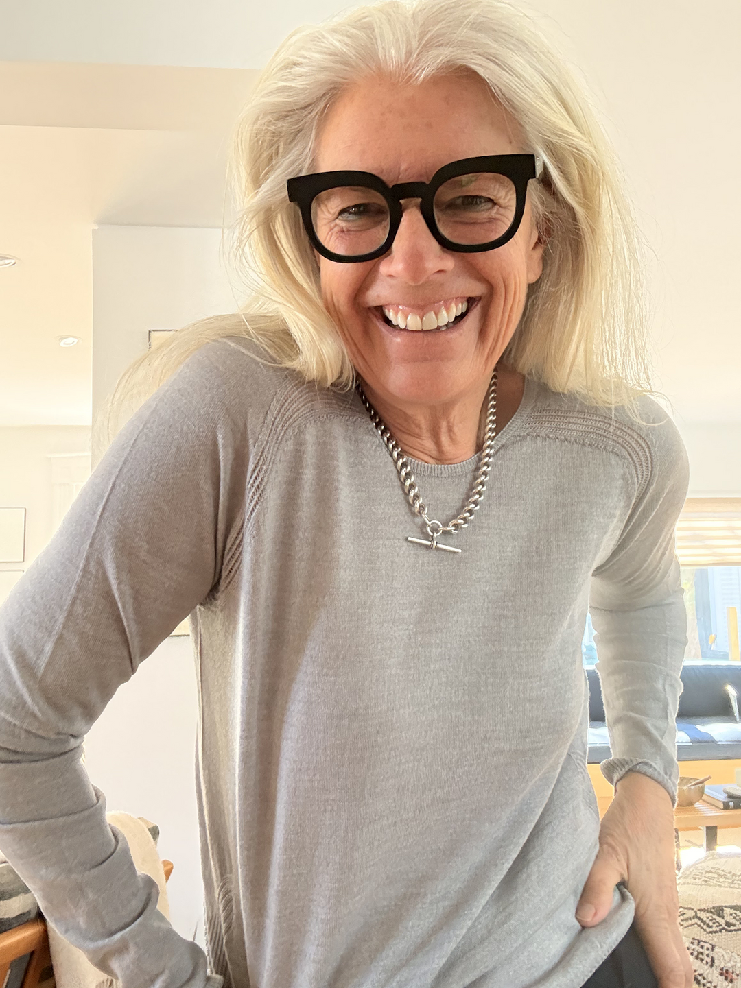 libby delana in four objects grey seamless merino longsleeve sweater