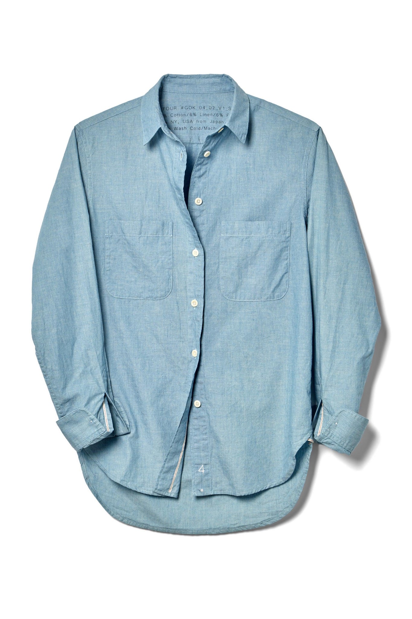 Work Shirt in organic cotton chambray, linen & rws merino by 4 in Shirts & Tops