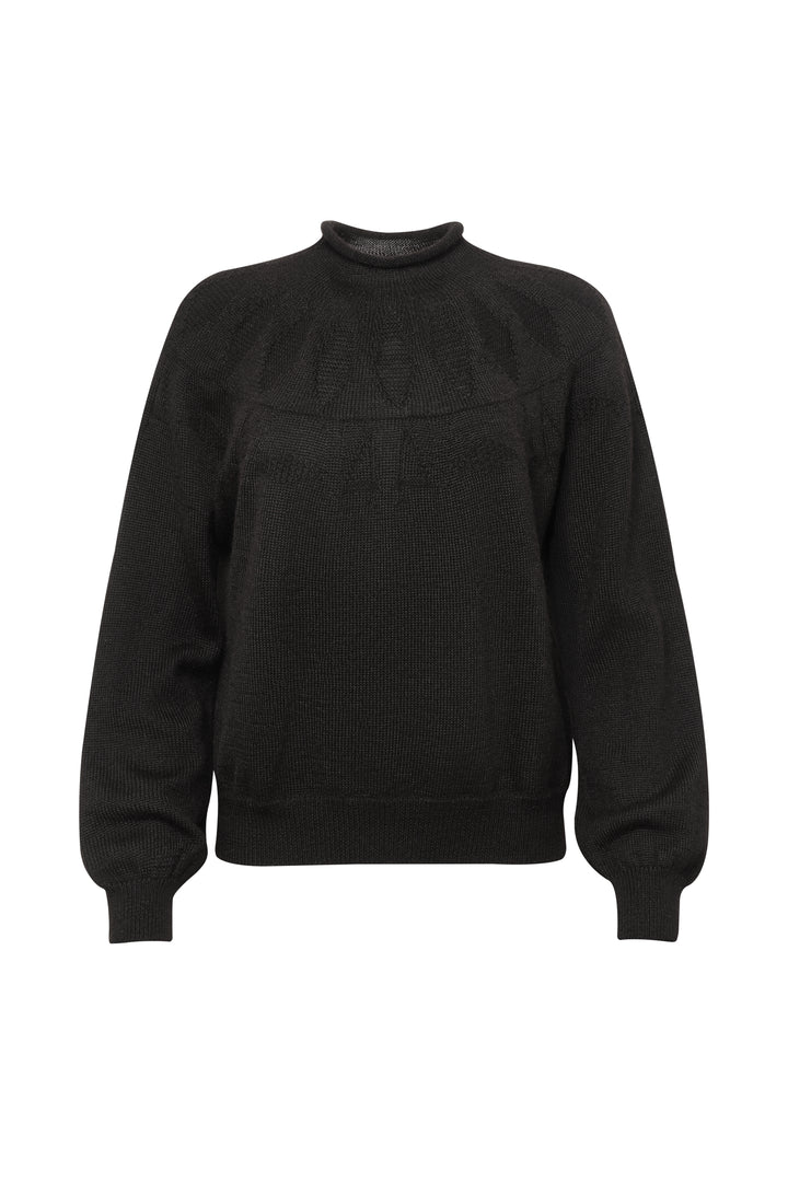 Undyed Black Alpaca Fair Isle