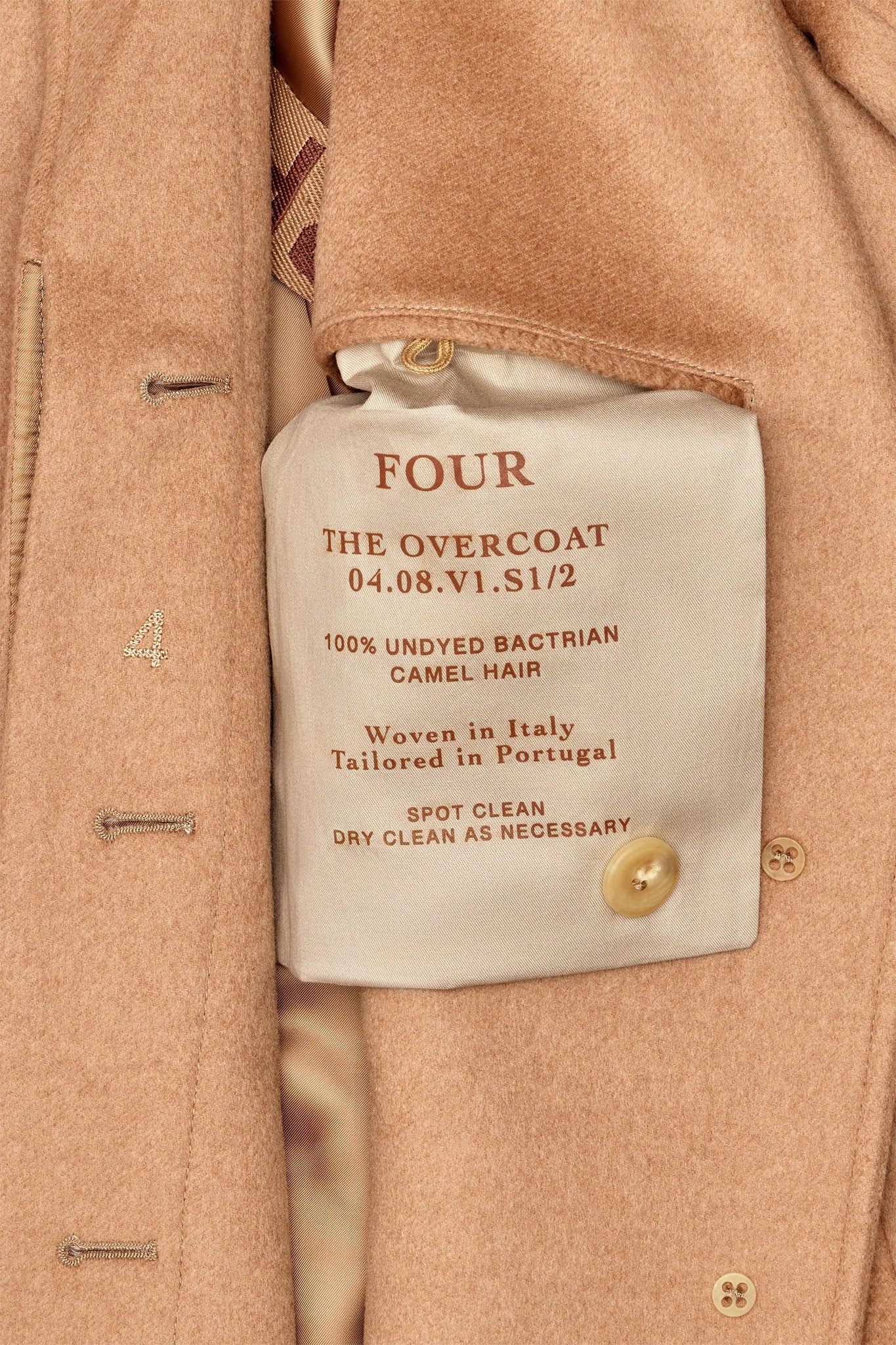 THE Overcoat in 100% camel by 4 in OUTERWEAR