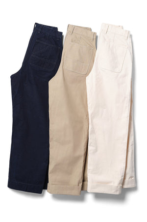 FOUR OBJECTS UTILITY PANTS INDIGO, KHAKI AND UNDYED