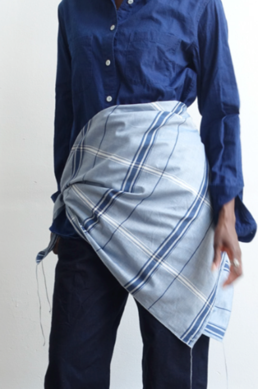 4Worn Work Shirt in XL Plaid Chambray with Scarf (Japanese Deadstock) by 4 in Shirts & Tops