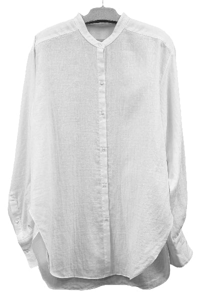 white button-up shirt on a hanger against a white background organic cotton doubleweave gauze