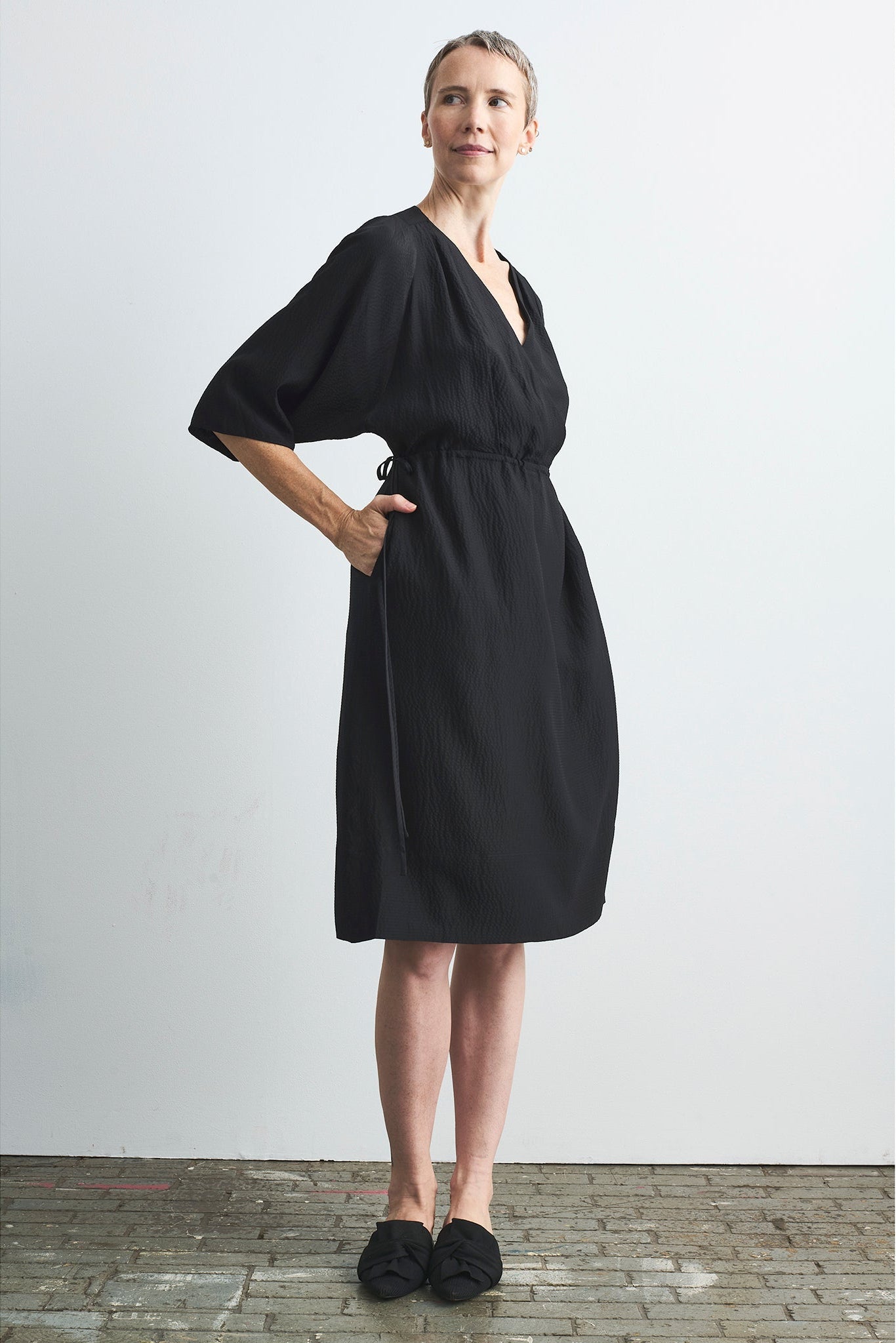 silk dress black four objects