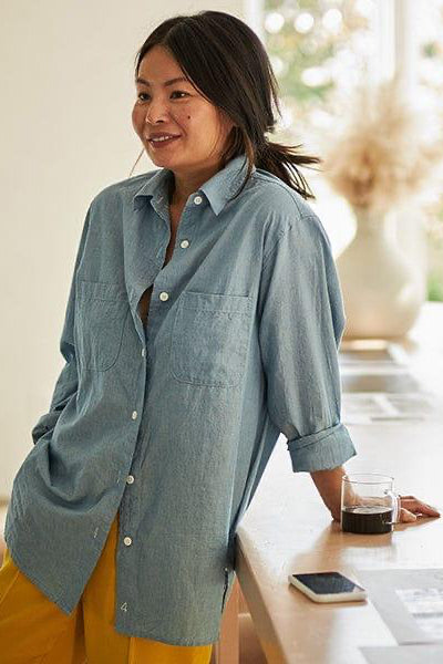 Work Shirt Indigo Chambray by 4 in Shirts & Tops